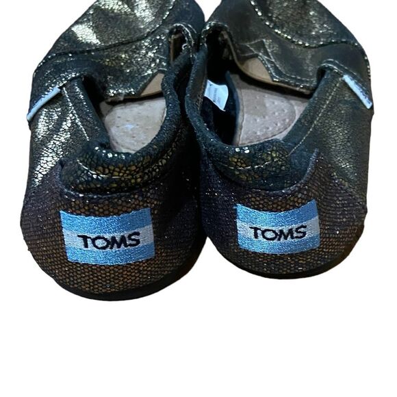 Toms Black & Gold Slide On Loafers - Picture 4 of 6
